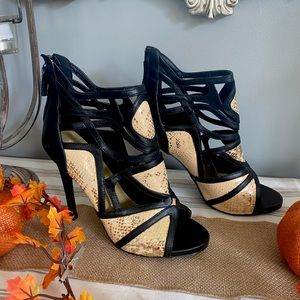 Pair of Black and Gold Clabel Heels